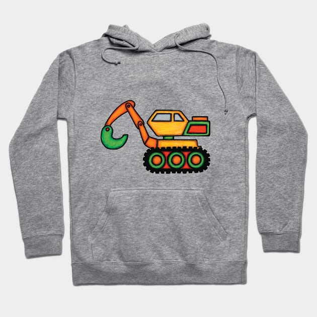 Colorful Kids Back Hoe Hoodie by Parakeet Moon